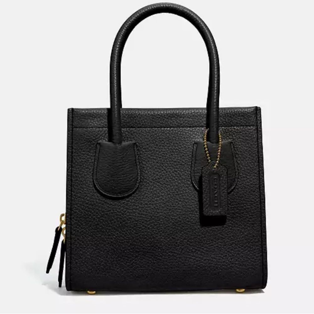 COACH CASHIN 22 GREAT CONDITION Black PEBBLED LEATHER Handbag w/detachable strap